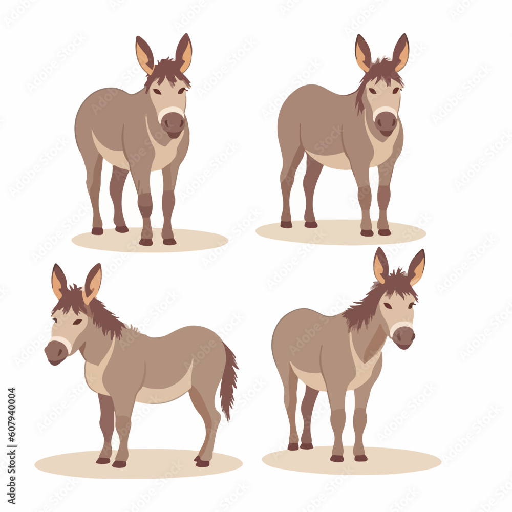 High-quality vector illustrations of donkeys suitable for print and digital media.