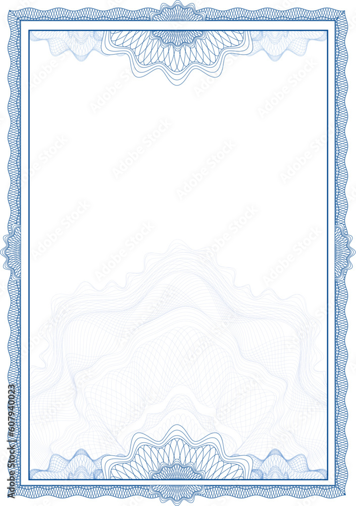Classic guilloche border for diploma or certificate / vector