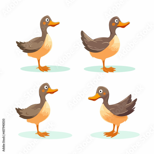 Vector duck illustrations in various poses  perfect for nature-inspired designs.