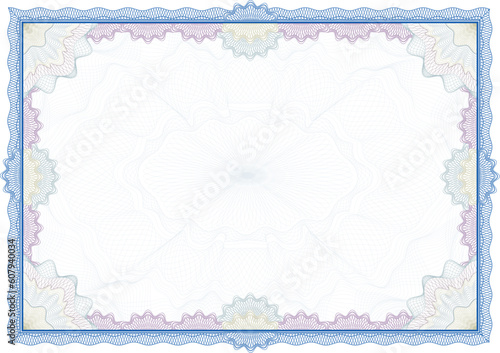 Classic guilloche border for diploma or certificate / vector