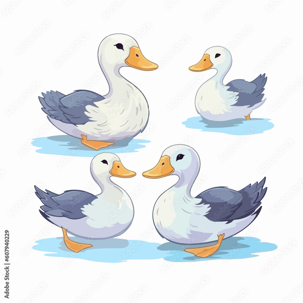 Obraz premium Dynamic duck illustrations that capture the spirit of freedom and nature.