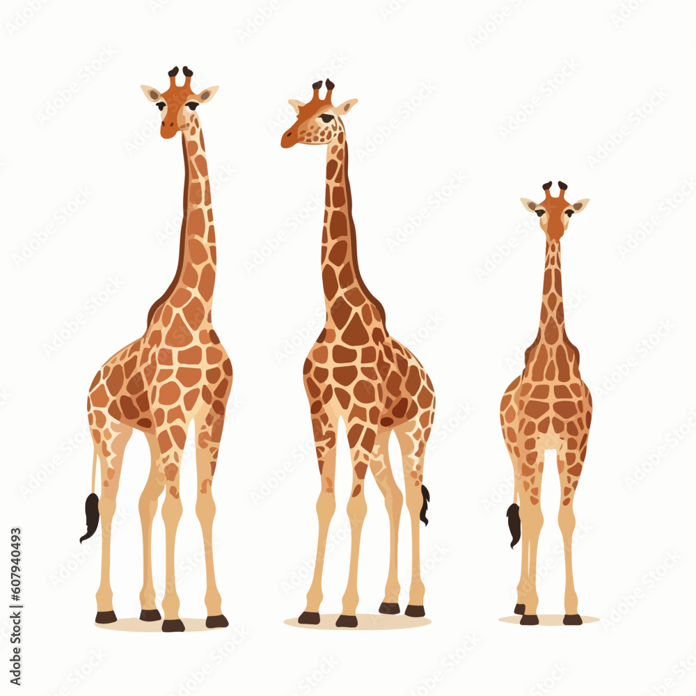 Obraz premium Lively giraffe illustrations capturing their energetic movements.