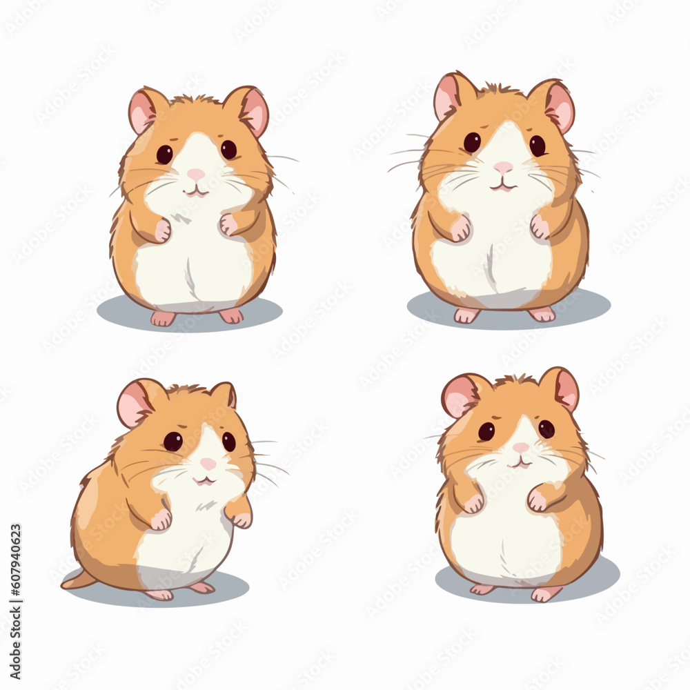 Endearing hamster illustrations in vector format, perfect for children's products. Endearing hamster illustrations in vector format, perfect for children's products.