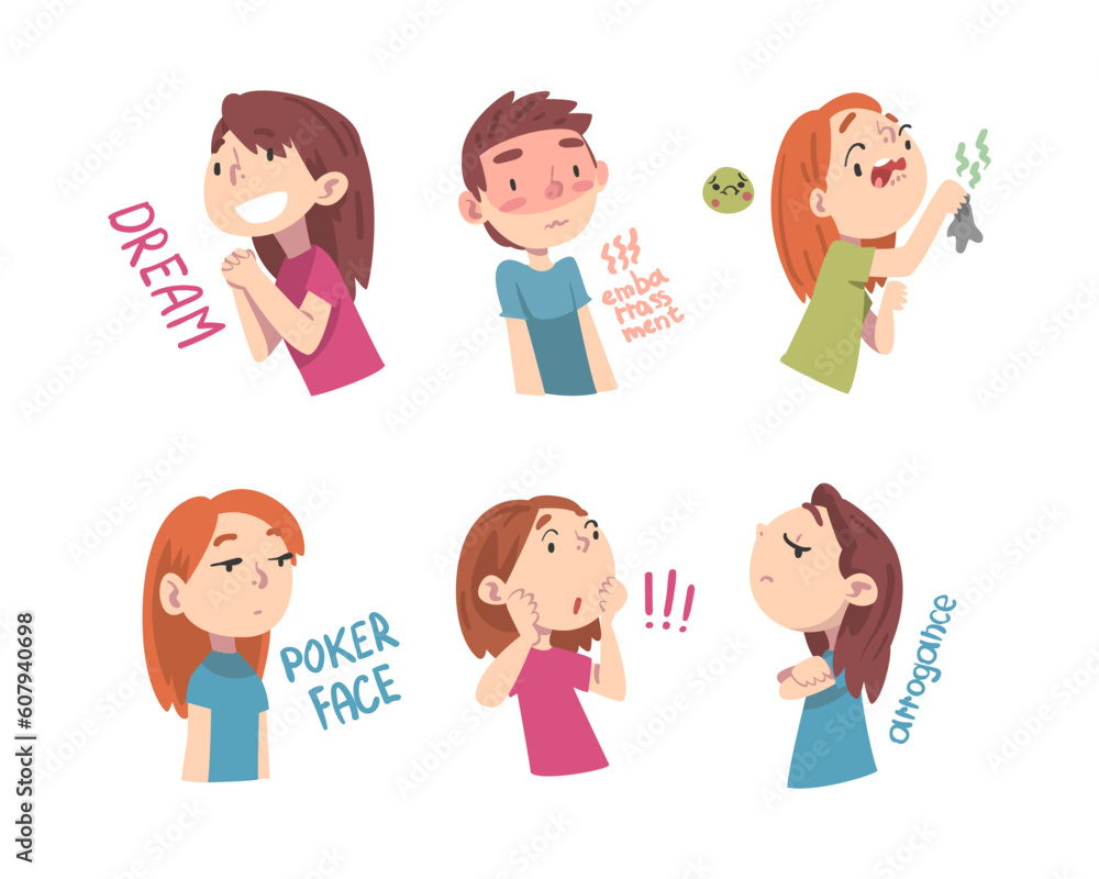 Little Children with Face Expression and Emotion Vector Set Little Children with Face Expression and Emotion Vector Set