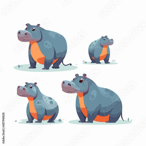 Vector hippo illustrations capturing their unique charm.