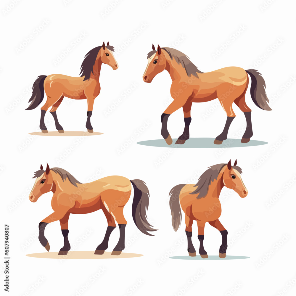 Majestic horse illustrations in various poses, perfect for equestrian themes.