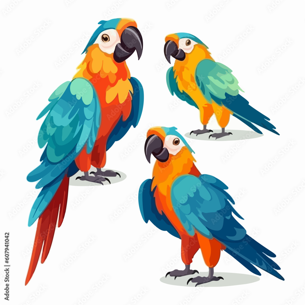 Captivating macaw illustrations, a great addition to wildlife-themed artwork.