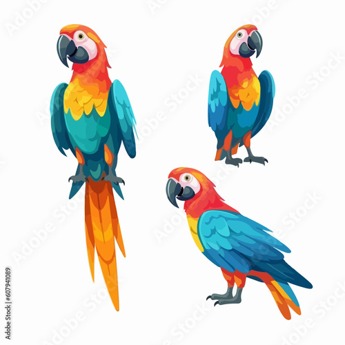 Artistic macaw illustrations in vector format, suitable for digital media.