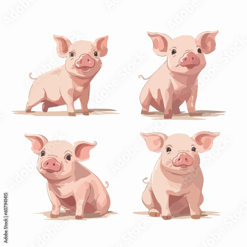 Dynamic pig illustrations in various stances, perfect for web design.