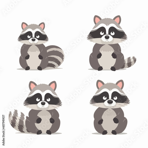 Cute and cuddly raccoon illustrations, ideal for social media graphics.