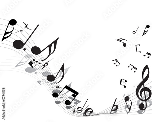 Vector musical notes staff background for design use