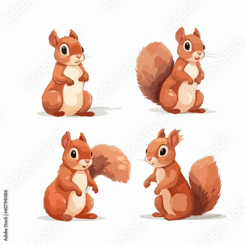 Dynamic squirrel illustrations in various stances, perfect for nature-themed designs.