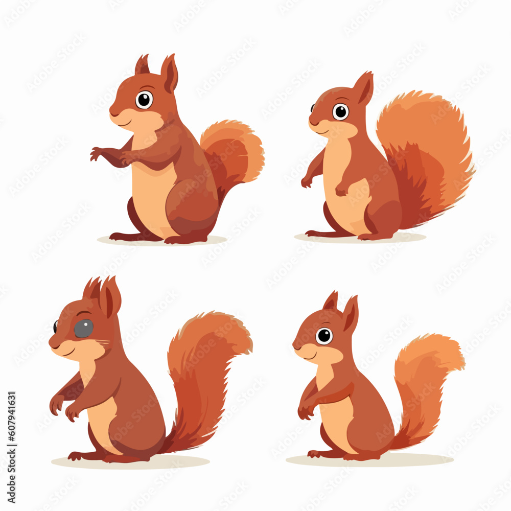 Lively squirrel illustrations in vector format, adding character to any project.