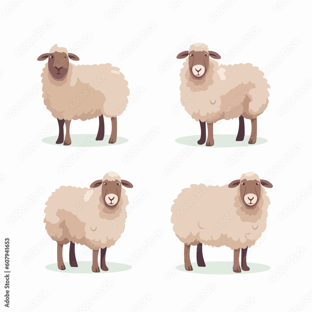 Obraz premium Sweet sheep illustrations in different stances, perfect for farm-themed crafts.