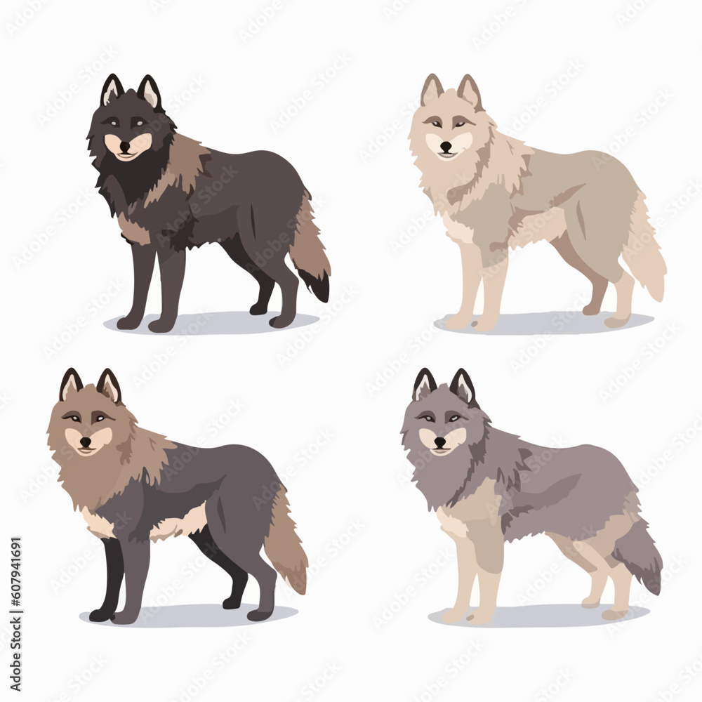 Noble wolf illustrations in various stances, perfect for wildlife-inspired designs.