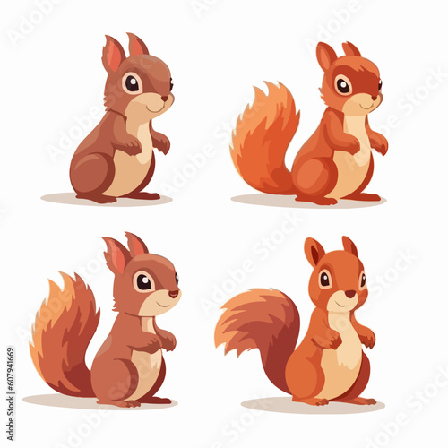 Adaptable squirrel illustrations in various positions, perfect for educational materials.