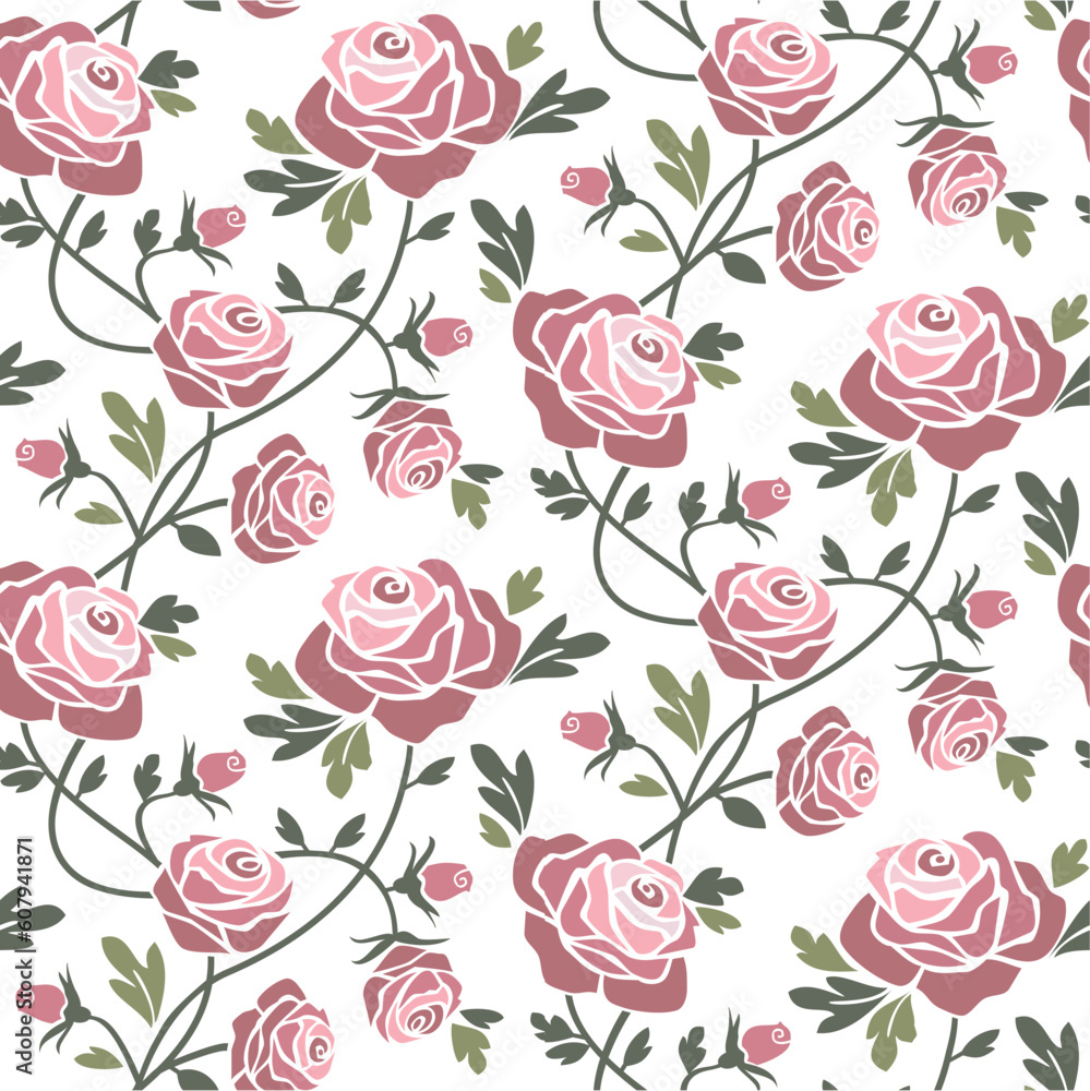 Romantic roses seamless pattern tile. Full scalable vector graphic, change the colors as you like.