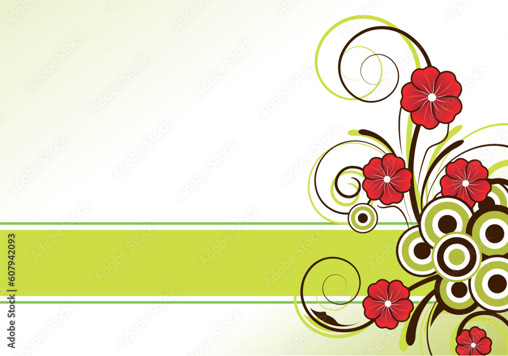 abstract floral design with flowers and text area abstract floral design with flowers and text area