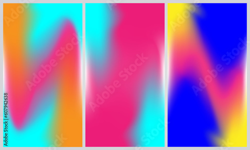 abstract blurred holographic colorful gradient mesh background. set of blurred gradient fluid colorful wallpaper