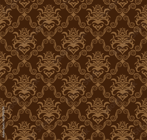 Damask seamless vector background.  For easy making seamless pattern just drag all group into swatches bar, and use it for filling any contours.