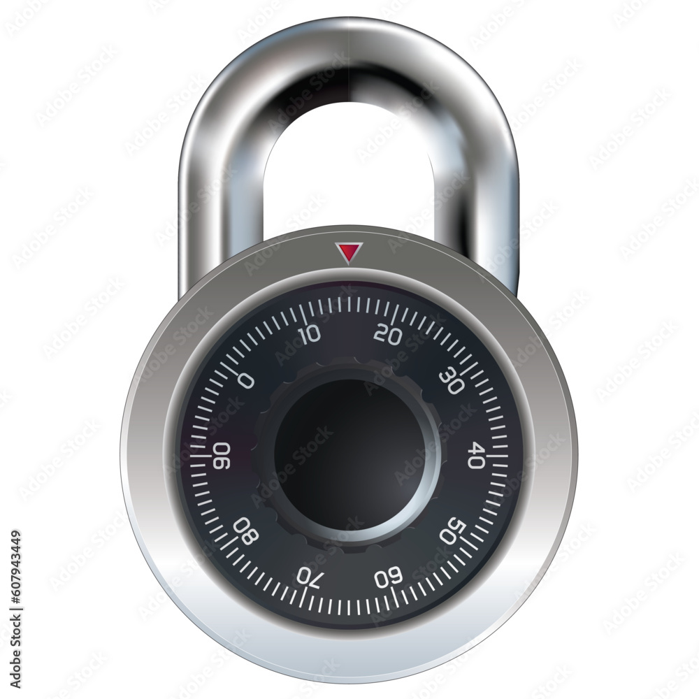 Combination lock typically found on a school locker, garage, and shed doors. Dial operation is fully detailed. Security symbol. Combination lock typically found on a school locker, garage, and shed doors. Dial operation is fully detailed. Security symbol.