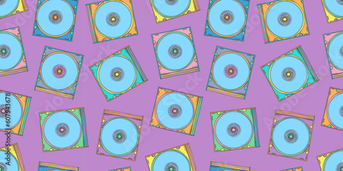 CD disk pattern. 2000s cd disk for boombox or computer. Y2k wallpaper. CD disk. Retro background. Nostalgia for the 90s and 2000s.