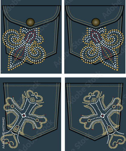 rhinestones and studs design on back pocket