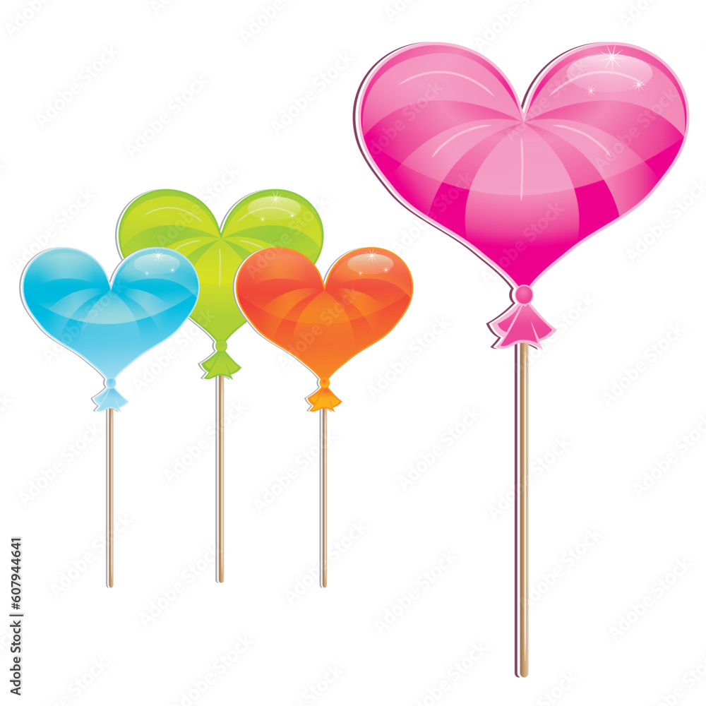 Delicious, wrapped heart-shaped lollipop collection