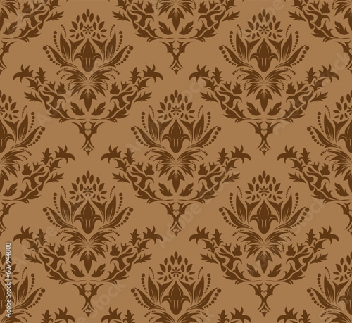 Damask seamless vector background. For easy making seamless pattern just drag all group into swatches bar, and use it for filling any contours.