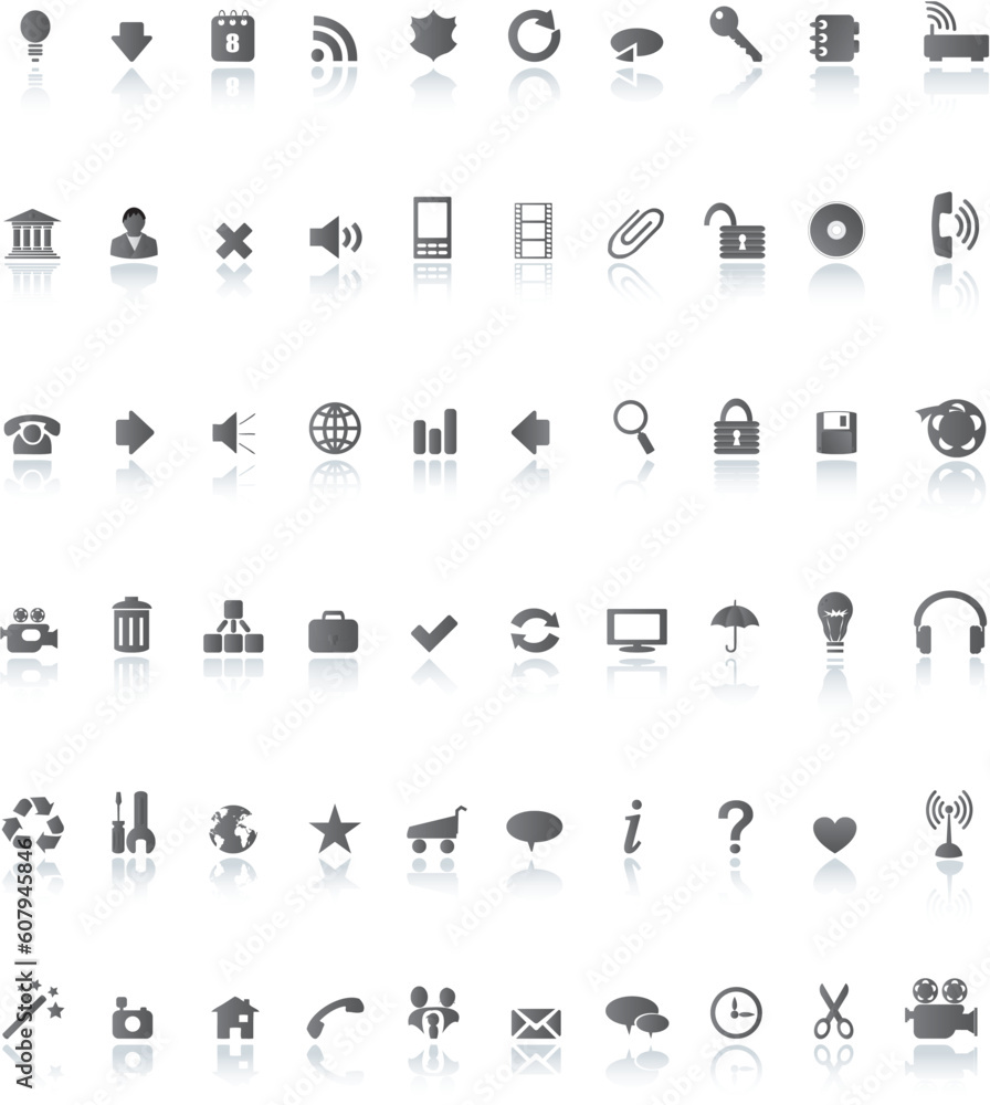 black icons with reflection black icons with reflection