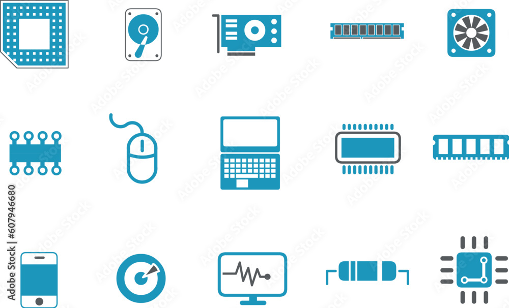 Vector icons pack - Blue Series, hardware collection Vector icons pack - Blue Series, hardware collection