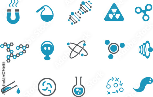 Vector icons pack - Blue Series, chemistry collection