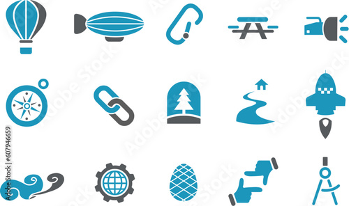 Vector icons pack - Blue Series, exploration collection