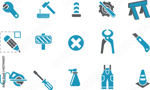 Vector icons pack - Blue Series, works collection
