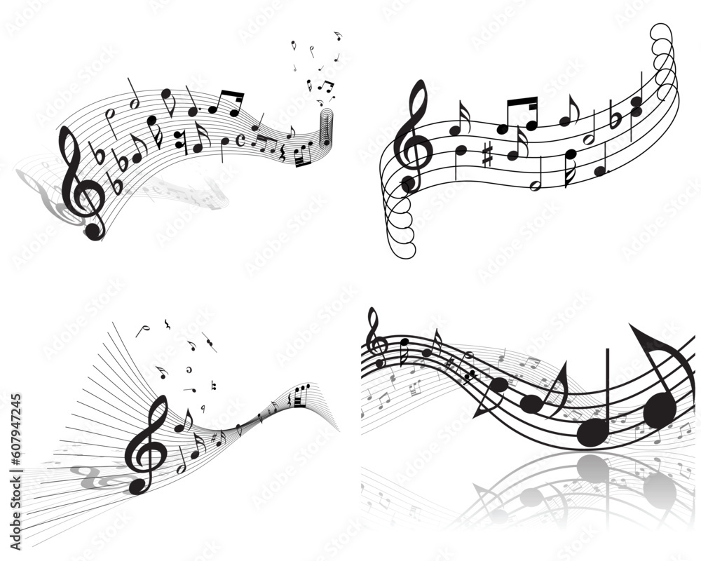 Vector musical notes staff background for design use Vector musical notes staff background for design use