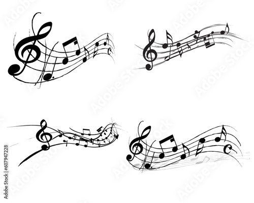 Vector musical notes staff background for design use