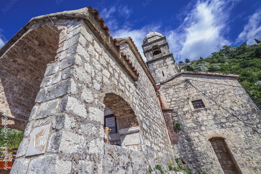 Church of Our Lady of Remedy on the slope of St John mount in historic part of Kotor city, Montenegro