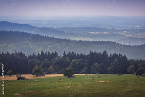 Aerial view from Mount Naroznik in Table Mountains, Sudetes, Poland photo