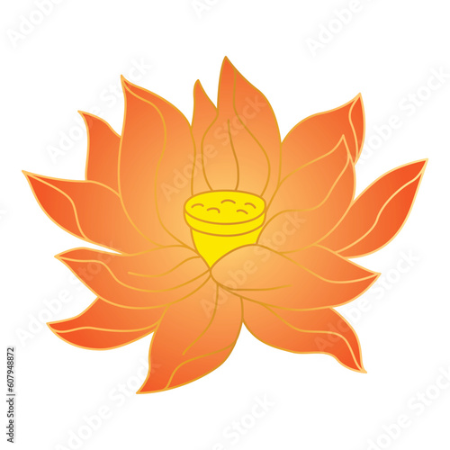 Lotus in oriental style. Chinese and japanese traditional illustration.