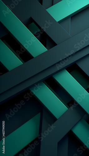 3d Abstract Green Intersecting Modern Shapes Background
