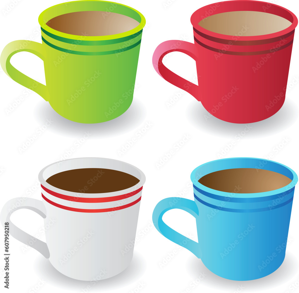 Set of 4 3D coffee cups. Set of 4 3D coffee cups.