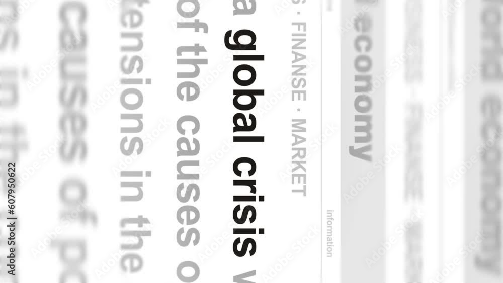 Vertical video: Global crisis economy market and business crash headline news across international media. Abstract concept of internet news titles on screens. Seamless and looped. Vertical video: Global crisis economy market and business crash headline news across international media. Abstract concept of internet news titles on screens. Seamless and looped.