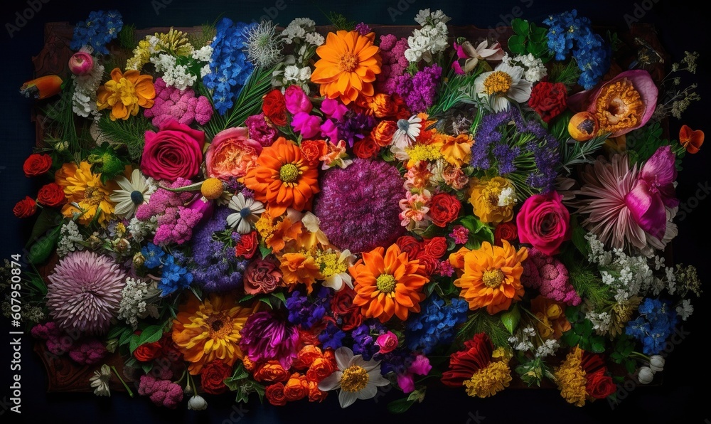  a bunch of flowers that are laying on a table together.  generative ai