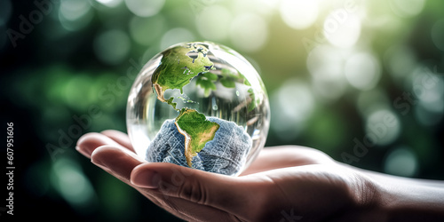 A Crystal Globe depicting Sustainable Development and ESG was created - generative ai.