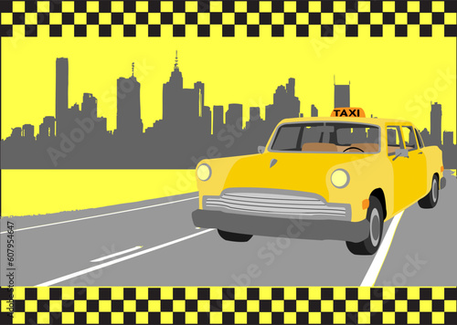 buisness card of taxi, vector illustration