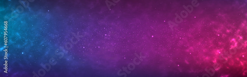 Cosmos wallpaper. Wide colorful universe with starry nebula. Realistic space poster template. Magic shining stars. Fantasy stardust effect. Infinite outer space. Vector illustration
