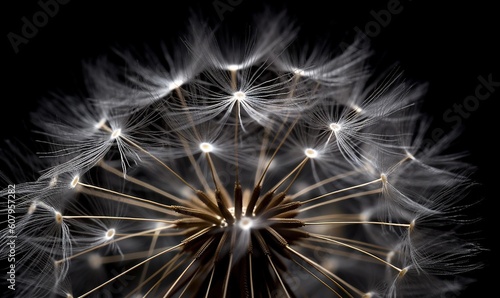  a close up of a dandelion on a black background. generative ai © Anna