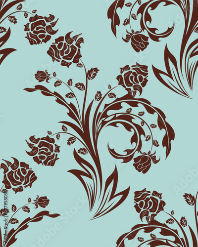 Seamless vector floral background. For easy making seamless pattern just drag all group into swatches bar, and use it for filling any contours.