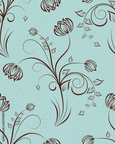 Seamless vector floral background. For easy making seamless pattern just drag all group into swatches bar, and use it for filling any contours.