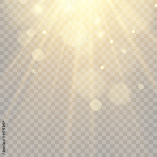 Vector transparent sunlight special lens flare light effect. Bright beautiful star. Light from the rays.